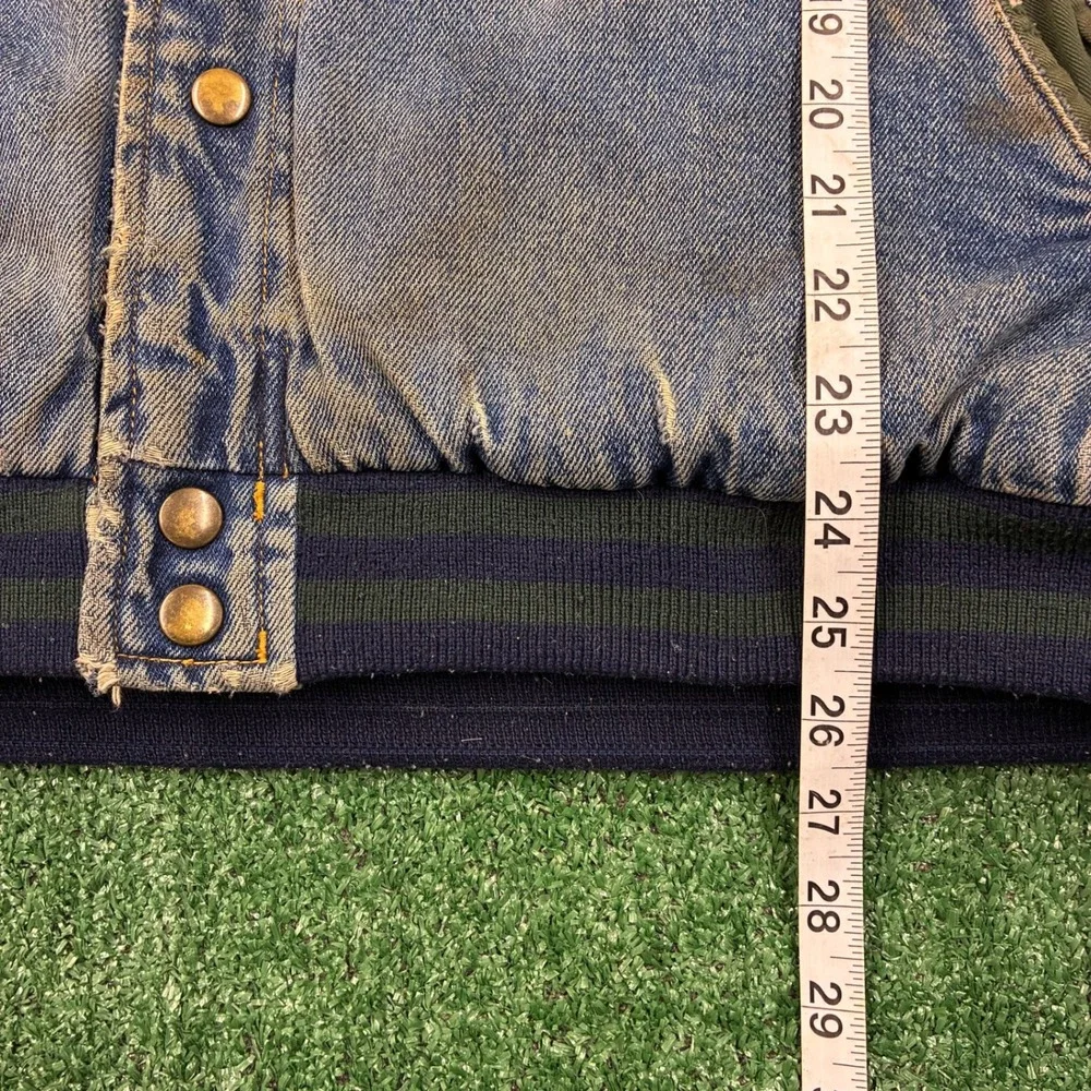 Vintage 90s Embroidered Duck Denim Bomber Jacket